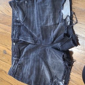 Black frayed shorts